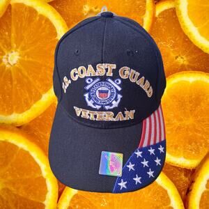 NWT DF Black US Coast Guard Veteran Adjustable Baseball Hat Cap